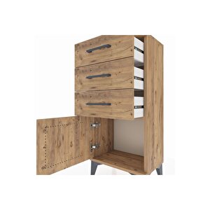 Arges Komodin 3 Çekmeceli Tek Kapaklı 44x30x96 Çam-çam