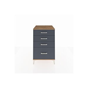 Kronos Komodin 4 Çekmeceli 60x59x96 Çam-antrasit