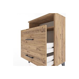 Arges Komodin Tek Raflı 2 Çekmeceli 60x30x80 Çam-çam