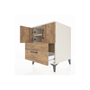 Kronos Komodin 2 Raflı Tek Çekmeceli 2 Kapaklı 60x59x80 Aytaşı-çam
