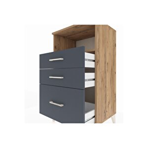 Hyperion Komodin Tek Raflı 3 Çekmeceli 60x44x106 Çam-antrasit