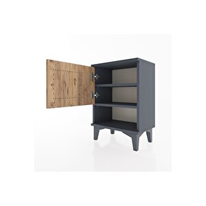 Arges Komodin 2 Raflı Tek Kapaklı 44x30x64 Antrasit-çam