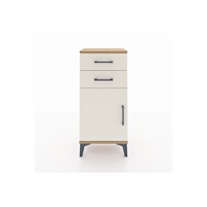 Arges Komodin Tek Raflı 2 Çekmeceli Tek Kapaklı 44x30x96 Çam-aytaşı