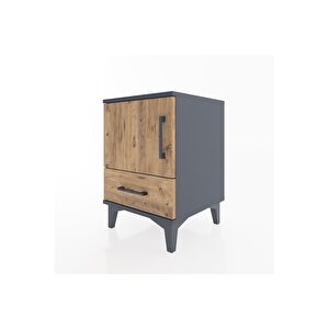 Hyperion Komodin Tek Raflı Tek Çekmeceli Tek Kapaklı 44x44x64 Antrasit-çam