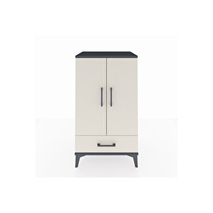 Hyperion Komodin 3 Raflı Tek Çekmeceli 2 Kapaklı 60x44x106 Antrasit-aytaşı