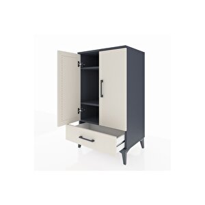 Hyperion Komodin 3 Raflı Tek Çekmeceli 2 Kapaklı 60x44x106 Antrasit-aytaşı