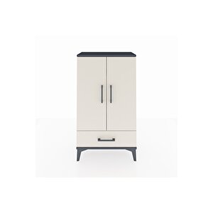 Arges Komodin 3 Raflı Tek Çekmeceli 2 Kapaklı 60x30x106 Antrasit-aytaşı