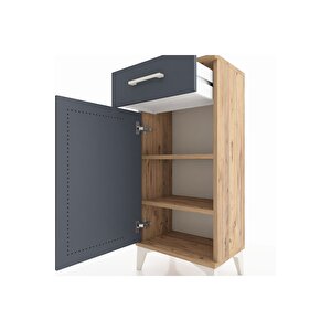 Arges Komodin 2 Raflı Tek Çekmeceli Tek Kapaklı 44x30x96 Çam-antrasit