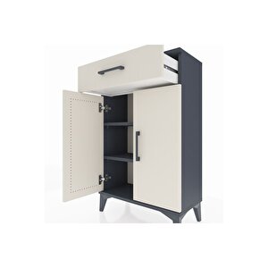 Arges Komodin 2 Raflı Tek Çekmeceli 2 Kapaklı 60x30x96 Antrasit-aytaşı