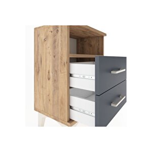 Arges Komodin Tek Raflı 2 Çekmeceli 44x30x64 Çam-antrasit