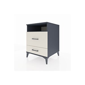 Kronos Komodin Tek Raflı 2 Çekmeceli 60x59x80 Antrasit-aytaşı