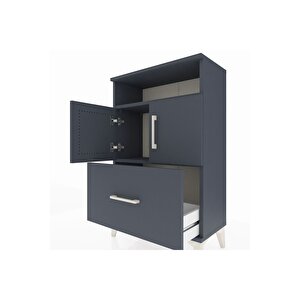 Arges Komodin 2 Raflı Tek Çekmeceli 2 Kapaklı 60x30x96 Antrasit-antrasit