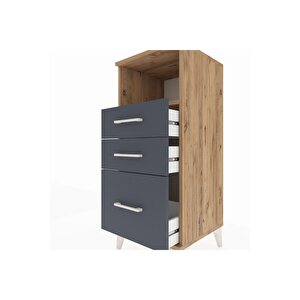 Hyperion Komodin Tek Raflı 3 Çekmeceli 44x44x106 Çam-antrasit