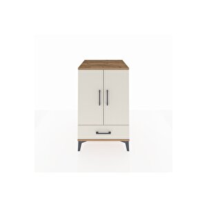 Kronos Komodin 3 Raflı Tek Çekmeceli 2 Kapaklı 60x59x96 Çam-aytaşı