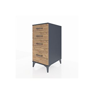 Kronos Komodin 4 Çekmeceli 44x59x96 Antrasit-çam