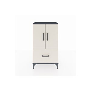 Arges Komodin 2 Raflı Tek Çekmeceli 2 Kapaklı 60x30x106 Antrasit-aytaşı