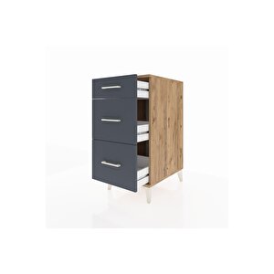 Kronos Komodin 3 Çekmeceli 44x59x96 Çam-antrasit