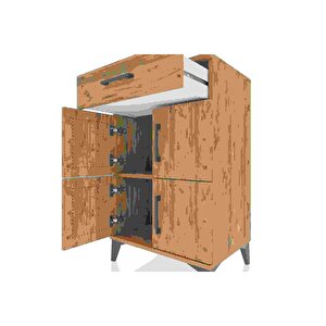 Hyperion Komodin Tek Raflı Tek Çekmeceli 4 Kapaklı 60x44x96 Çam-çam