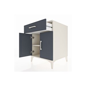 Kronos Komodin Tek Raflı Tek Çekmeceli 2 Kapaklı 60x59x80 Aytaşı-antrasit