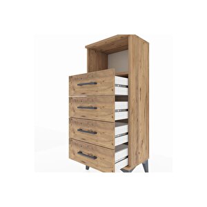 Arges Komodin Tek Raflı 4 Çekmeceli 44x30x106 Çam-çam