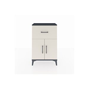 Arges Komodin Tek Raflı Tek Çekmeceli 2 Kapaklı 60x30x96 Antrasit-aytaşı