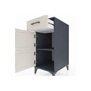 Kronos Komodin Tek Raflı Tek Çekmeceli 2 Kapaklı 44x59x96 Antrasit-aytaşı