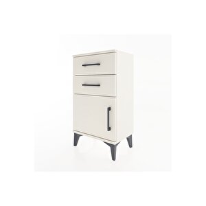 Arges Komodin Tek Raflı 2 Çekmeceli Tek Kapaklı 44x30x80 Aytaşı-aytaşı