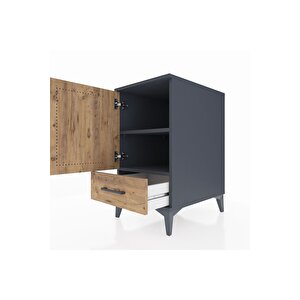 Kronos Komodin 2 Raflı Tek Çekmeceli Tek Kapaklı 44x59x80 Antrasit-çam