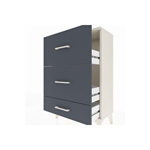Arges Komodin 3 Çekmeceli 60x30x96 Aytaşı-antrasit
