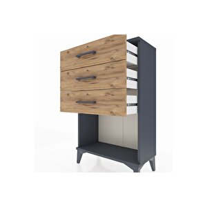 Arges Komodin 3 Çekmeceli 60x30x96 Antrasit-çam