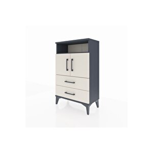 Arges Komodin 2 Raflı 2 Çekmeceli 2 Kapaklı 60x30x96 Antrasit-aytaşı