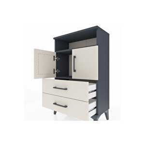 Arges Komodin 2 Raflı 2 Çekmeceli 2 Kapaklı 60x30x96 Antrasit-aytaşı