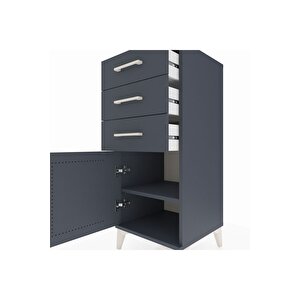 Hyperion Komodin Tek Raflı 3 Çekmeceli Tek Kapaklı 44x44x106 Antrasit-antrasit