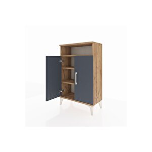 Arges Komodin 3 Raflı 2 Kapaklı 60x30x96 Çam-antrasit