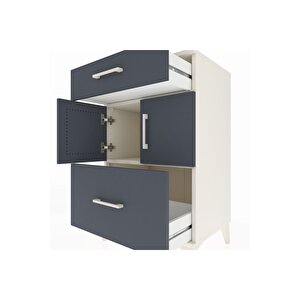 Hyperion Komodin Tek Raflı 2 Çekmeceli 2 Kapaklı 60x44x96 Aytaşı-antrasit