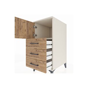 Kronos Komodin Tek Raflı 3 Çekmeceli Tek Kapaklı 44x59x96 Aytaşı-çam
