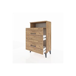 Arges Komodin Tek Raflı 2 Çekmeceli 60x30x96 Çam-çam