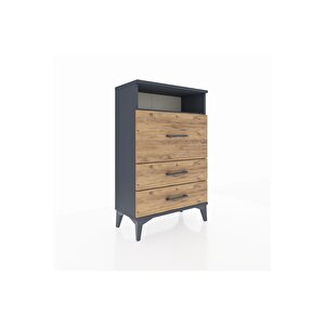 Arges Komodin Tek Raflı 3 Çekmeceli 60x30x96 Antrasit-çam