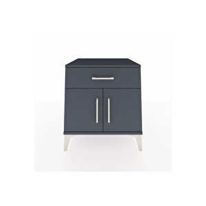 Kronos Komodin Tek Raflı Tek Çekmeceli 2 Kapaklı 60x59x64 Antrasit-antrasit