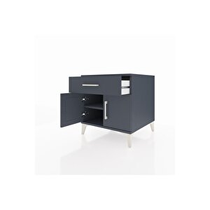 Kronos Komodin Tek Raflı Tek Çekmeceli 2 Kapaklı 60x59x64 Antrasit-antrasit