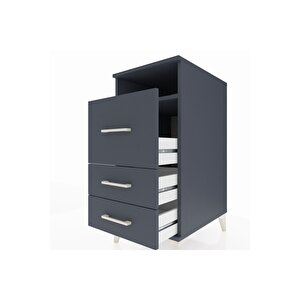 Kronos Komodin Tek Raflı 3 Çekmeceli 44x59x96 Antrasit-antrasit