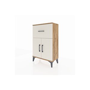 Arges Komodin Tek Raflı Tek Çekmeceli 2 Kapaklı 60x30x96 Çam-aytaşı