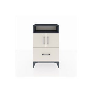 Arges Komodin 2 Raflı Tek Çekmeceli 2 Kapaklı 60x30x96 Antrasit-aytaşı