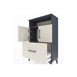 Arges Komodin 2 Raflı Tek Çekmeceli 2 Kapaklı 60x30x96 Antrasit-aytaşı