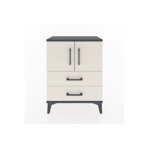 Arges Komodin 2 Raflı 2 Çekmeceli 2 Kapaklı 60x30x80 Antrasit-aytaşı