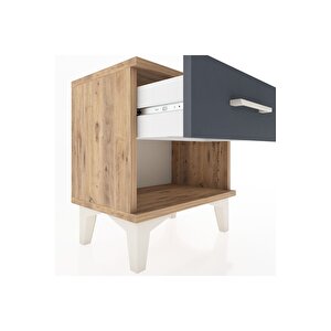 Arges Komodin Tek Çekmeceli 44x30x48 Çam-antrasit