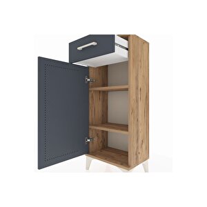 Arges Komodin 2 Raflı Tek Çekmeceli Tek Kapaklı 44x30x106 Çam-antrasit