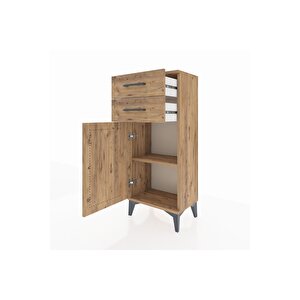 Arges Komodin Tek Raflı 2 Çekmeceli Tek Kapaklı 44x30x106 Çam-çam