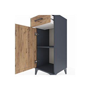 Hyperion Komodin Tek Raflı Tek Çekmeceli Tek Kapaklı 44x44x106 Antrasit-çam