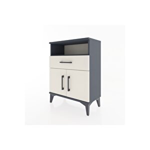 Arges Komodin 2 Raflı Tek Çekmeceli 2 Kapaklı 60x30x80 Antrasit-aytaşı